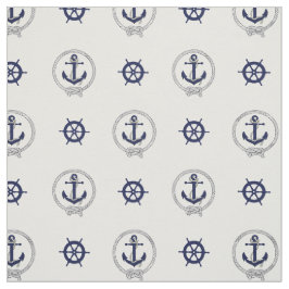 Nautical Navy blauer Anker/blaues Schiffsrad Stoff