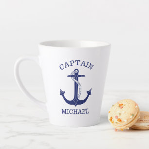 Nautical Navy Blue Anchester Kapitän Name hinzuf Milchtasse
