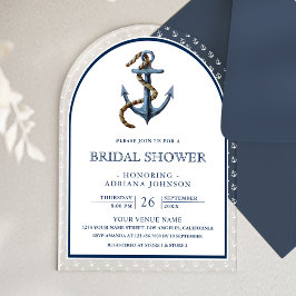 Nautical Navy Blue Anchor Arch Bridal Shower Acryleinladungen