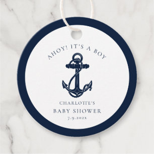 Nautical Navy Blue Anchor Boy Baby Shooter Geschenkanhänger