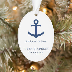 Nautical Navy Blue Anchor Foto Elegant Neu verheir Ornament