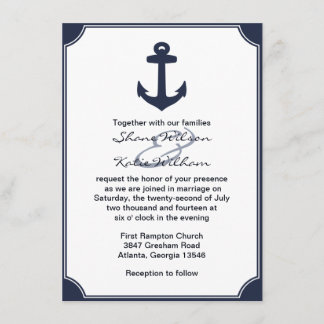 Nautical Navy Blue Anchor Hochzeit Einladung