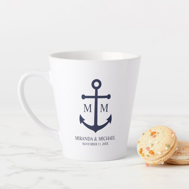 Nautical Navy Blue Anchor Wedding Milchtasse (Beispiel)