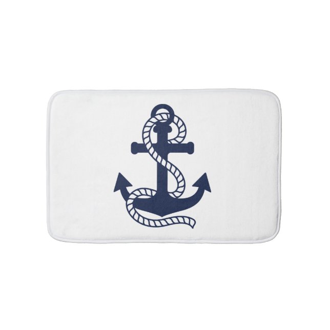 Nautical Navy Blue Anker {hole deine Farbe} Badematte (Vorderseite)