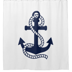 Nautical Navy Blue Anker {hole deine Farbe} Duschvorhang