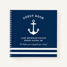 Nautical Navy Blue Custom Vacation Zuhause Gästebu Notizbuch
