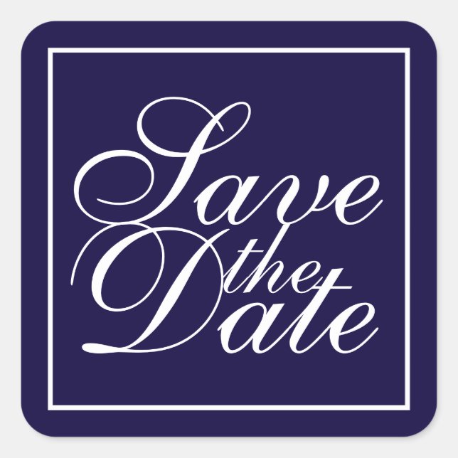 Nautical Navy Blue Elegante Hochzeit Save the Date Quadratischer Aufkleber (Vorderseite)