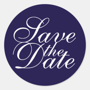 Nautical Navy Blue Elegante Hochzeit Save the Date Runder Aufkleber