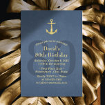 Nautical Navy Blue Gold Anker 80. Geburtstagsparty Einladung<br><div class="desc">Nautical Navy Blue Gold Anker 80. Geburtstagsparty Party Einladungen.</div>