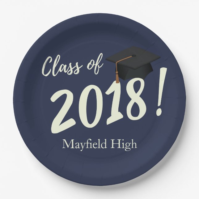 Nautical Navy Blue Graduation Party Pappteller (Vorderseite)