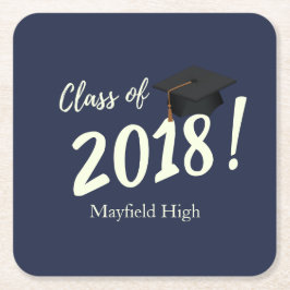 Nautical Navy Blue Graduation Party Rechteckiger Pappuntersetzer