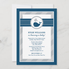 Nautical Navy Blue Gray Whale Boy Baby Showdusche Einladung