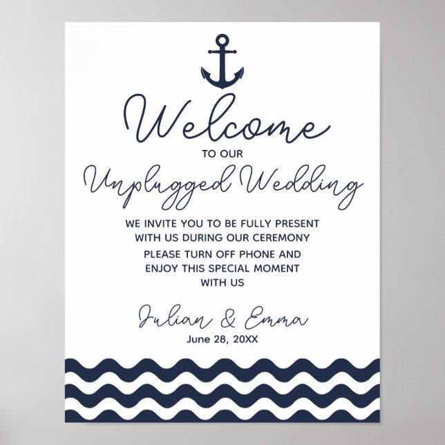 Nautical Navy Blue Herzlich willkommen bei unserem Poster (Vorne)
