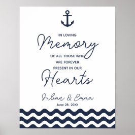 Nautical Navy Blue in Love Memory Print Poster