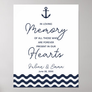 Nautical Navy Blue in Love Memory Print Poster