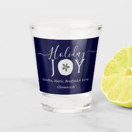 Nautical Navy Blue Joy Sand Dollar Weihnachtsschus Schnapsglas