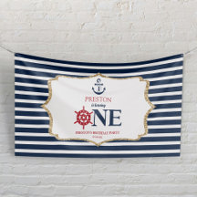Nautical Navy Blue ONE First 1st Birthday Party