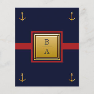 Nautical Navy Blue Red Budget Einladung zur Hochze Flyer