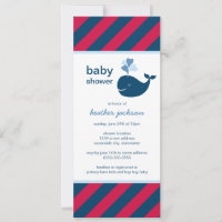 Nautical Navy Blue Red Whale Boy Baby Dusche