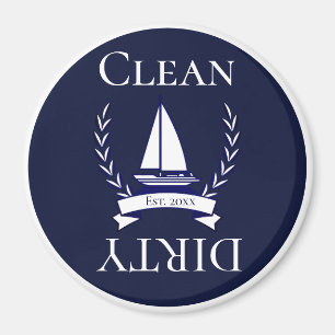 Nautical Navy Blue Sailboat Küste Mit Monogramm Magnet