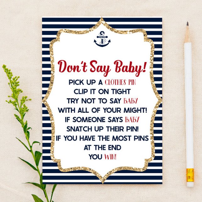 Nautical Navy Blue Say Baby Shower Game nicht Briefpapier (Von Creator hochgeladen)