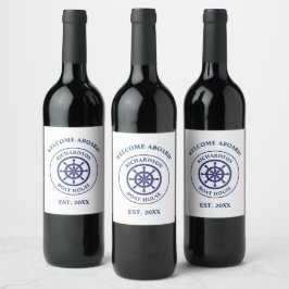 Nautical Navy Blue Ship Whep Name Sailing Weinetikett