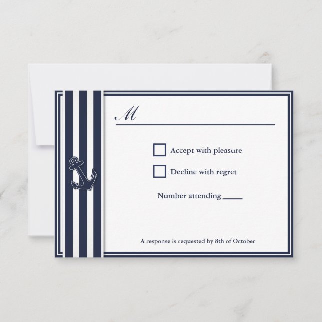 Nautical Navy Blue Swallows UAWG Invitititition RSVP Karte (Vorderseite)