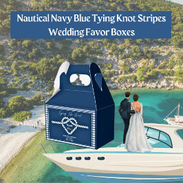 Nautical Navy Blue Tying Knot Stripes Wedding  Geschenkschachtel