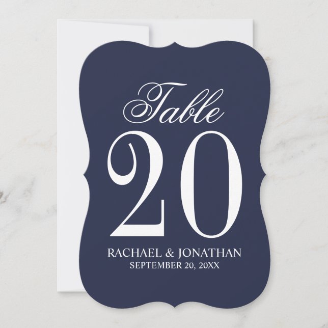 Nautical Navy Blue Wedding Tischnummer Card (Vorderseite)