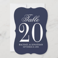 Nautical Navy Blue Wedding Tischnummer Card