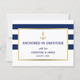 Nautical Navy Blue White Stripes Danke für Ihre Ho Postkarte