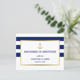 Nautical Navy Blue White Stripes Danke für Ihre Ho Postkarte