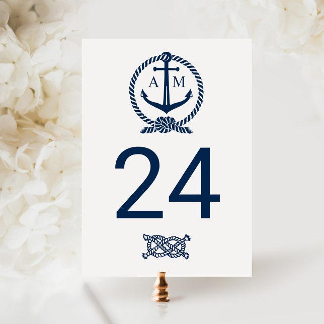 Nautical Navy Monogram Wedding Tischnummer (Von Creator hochgeladen)