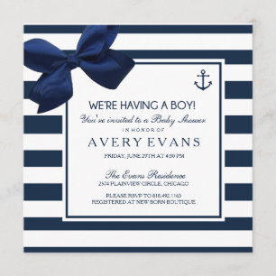 Nautical Navy Ribbon Anchor Es ist ein Boy Baby Du Einladung