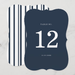 Nautical Navy Stripe Die-Cut Wedding Table Number Einladung