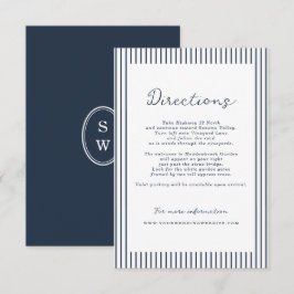Nautical Navy Stripe Wedding Directions Card Begleitkarte