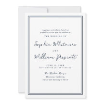 Nautical Navy Stripe Wedding Invitation