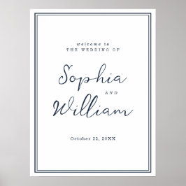 Nautical Navy Wedding Entrance Sign Poster