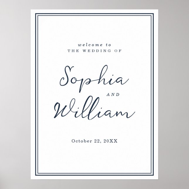 Nautical Navy Wedding Entrance Sign Poster (Vorne)