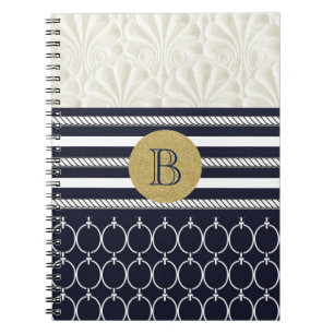 Nautical Navy & White Elegant Beach Hochzeit Notizblock