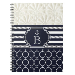 Nautical Navy & White Elegant Beach Hochzeit Notizblock