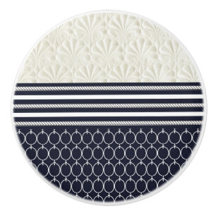 Nautical Navy & White Elegante Modern Beach Thema Keramikknauf