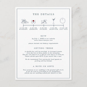 Nautical Navy & White Wedding Itinerary Card Begleitkarte