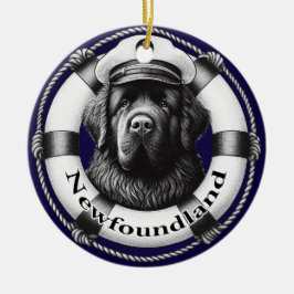 Nautical Newf Circle Ornament