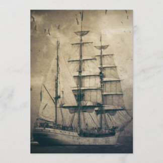 Nautical Ocean Vintag Segelboot Einladung