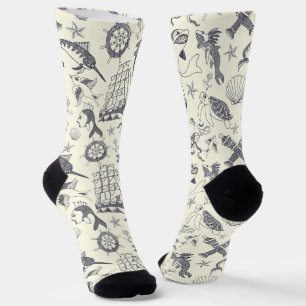 Nautical Old Sailor Tattoos Gemustert Socken