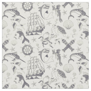 Nautical Old Sailor Tattoos Gemustert Stoff