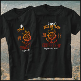 Nautical Orange & Black 30th Birthday Cruise Crew T-Shirt