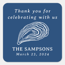 Nautical Oyster Muschel Wedding Vielen Dank Quadratischer Aufkleber