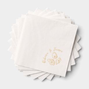 Nautical Oysters Hand Drawn Funky Wedding Servietten Mit Folie